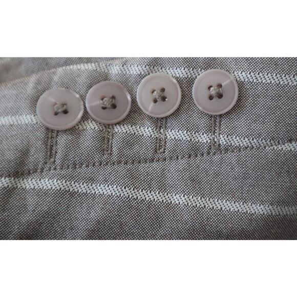 Vintage Y2K Taupe PIN STRIPED Pant Suit SET Women 14 Wide Leg Boot COTTON Work - Picture 6 of 8